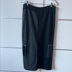 Black and Gray Skirt with Zipper Pockets